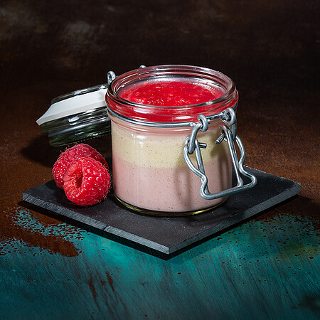 Himbeer-Vanillecreme mit Himbeerragout (2x 100ml)