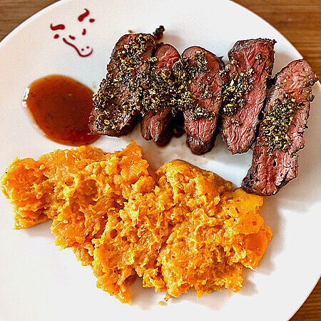 Bison Hanging Tender mit S�sskartoffelstampf
